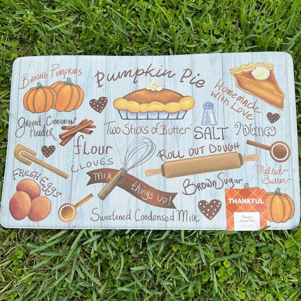 Pumpkin Pie Recipe Kitchen Anti Fatigue Floor Mat Thanksgiving Dessert Whisk